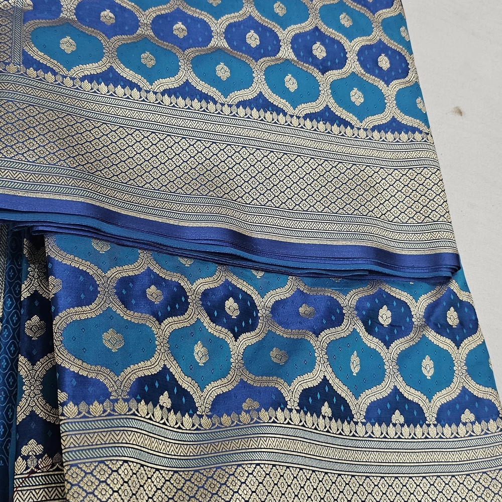 Hand Crafted Blue and Gold Saree